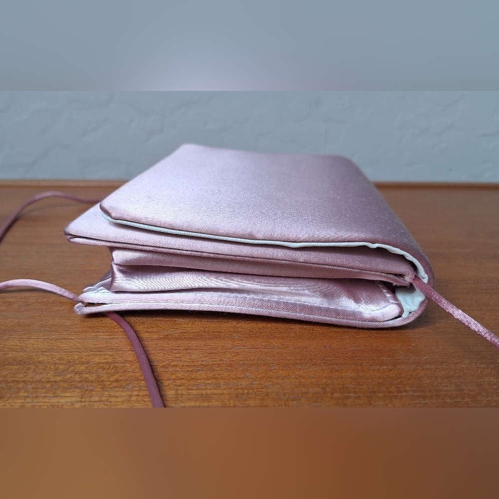 Vtg Pink Satin Box Clutch Evening Structured Mauve Minimalist Prom HOCO Formal - Picture 4 of 13